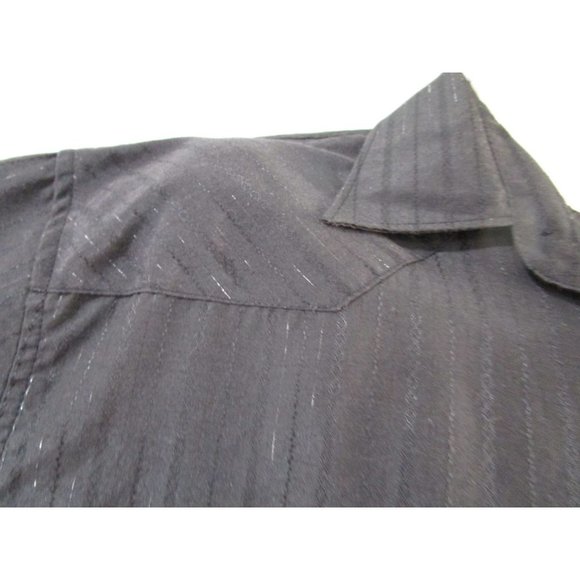 Saxifon USA Black Metallic Thread Jet Black Cabachon Snap Wester Shirt XL GUC - Picture 15 of 16